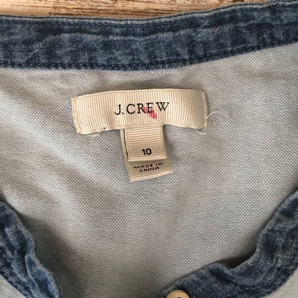 J. Crew Chambray Half Buttondown Popover Top - Picture 6 of 8